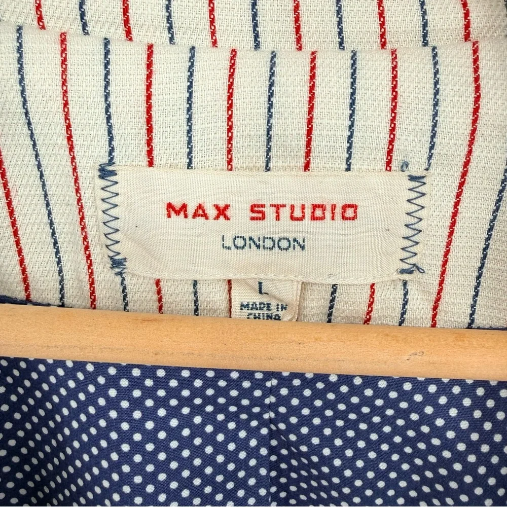 Max Studio London Natalie Embroidered Blazer Jacket L Large Cream Red Boho Folk - Picture 9 of 13